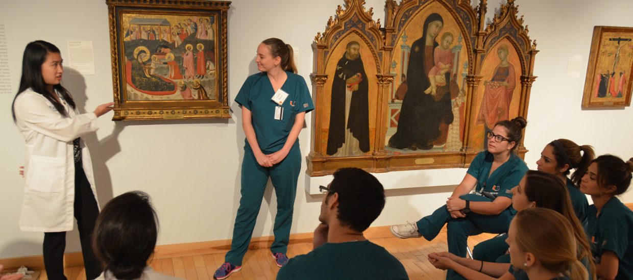 image of nursing and medical students in art gallery